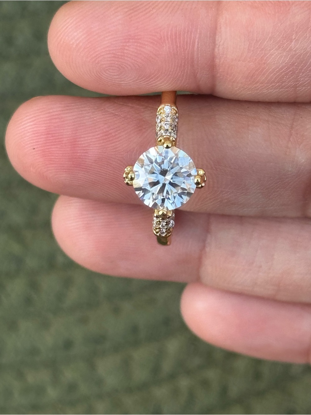 2 CT Gold Plated Moissanite Solitaire Ring Size 9 - GRA Certified